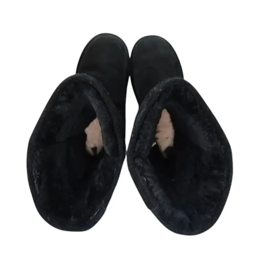 Bearpaw Shoes Women 9 Boot Winter Tall Emma Leather Sheepskin Warm Comfort Black
